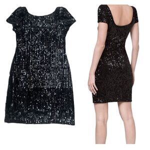 White House Black Market Black Sequin Mini Dress Size XS P